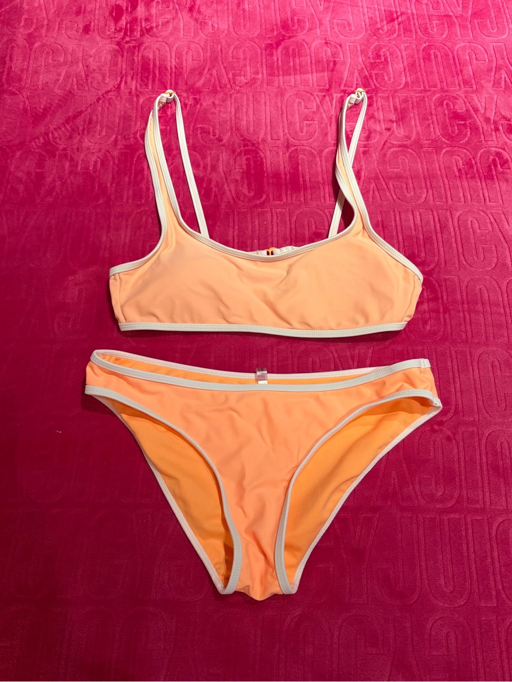 Ardene Peach Bikini Set • Contrast Trim • Y2K Summer Swimwear